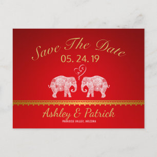 Carte Postale Faire-part TONNES D'AMOUR-Elephant Couple Indien Sauvez la da