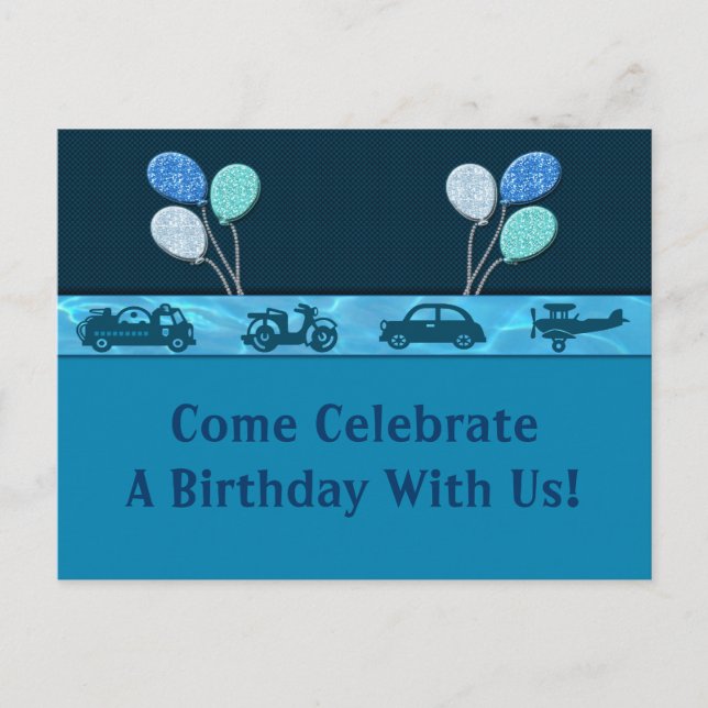 Carte Postale Faire-part Total Birthday Boy En Bleu Enregistrer La Date (Devant)