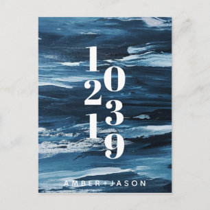Carte Postale Faire-part touches bleu marine Enregistrer la date Annonce