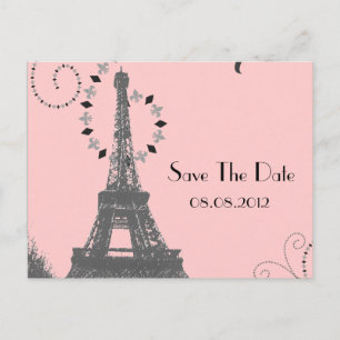 Carte Postale Faire-part Tour eiffel vintage Paris Mariage enregistrer la d