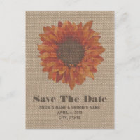 Tournesol Orange Inspiré Burlap Enregistrer La Dat