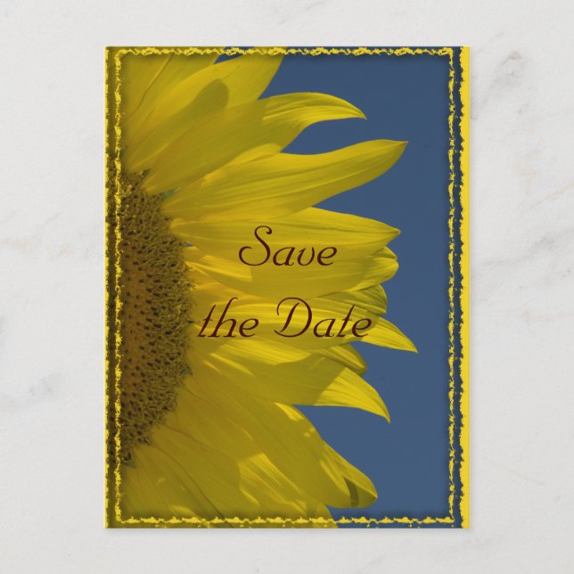 Carte Postale Faire-part Tournesol vertical et mariage du ciel Enregistrer  (Devant)