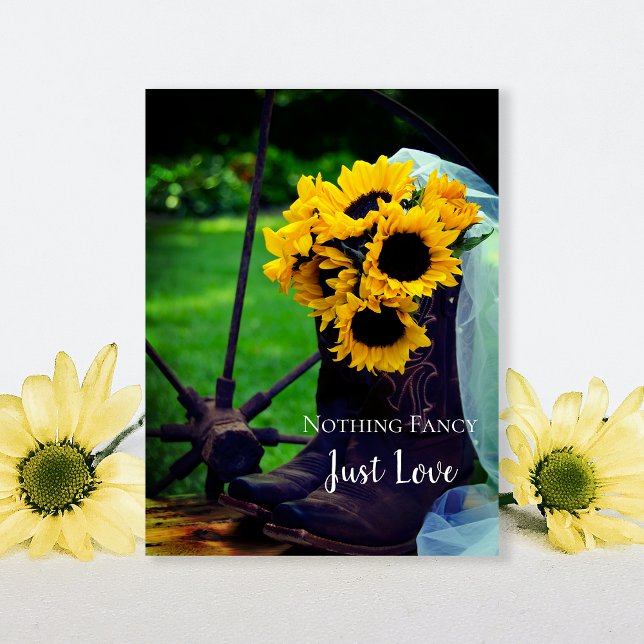 Carte Postale Faire-part Tournesols rustiques et bottes de cowboy Sauvez la (Créateur téléchargé)
