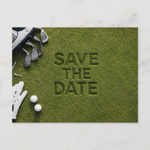 Carte Postale Faire-part Tournoi de golf Golf Save the date sur le green