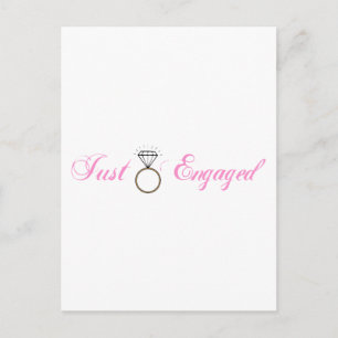 Carte Postale Faire-part Tout juste fiancés (bague de fiançailles en diaman