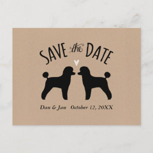 Carte Postale Faire-part Toy Poodle Silhouettes Mariage Enregistrer la date