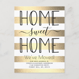 Carte Postale Faire-part Trendy Home Sweet Home Typographie à feuille d'or 