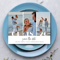 Trois photos de mariage à la plage, Save the Date