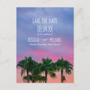 Carte Postale Faire-part Tropical Beach Destination Wedding Enregistrer la 