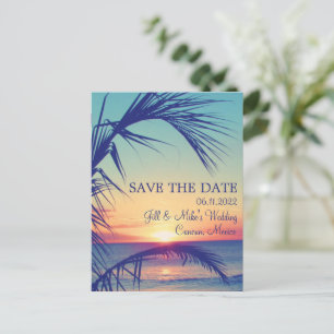 Carte Postale Faire-part Tropical Beach Mexique Mariage Enregistrer la date