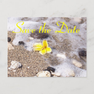 Carte Postale Faire-part Tropical Beach Save the Date Plumeria