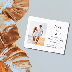 Carte Postale Faire-part Tropical Beach Wedding Élégant Enregistrer La Date