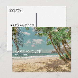 Carte Postale Faire-part Tropical Destination Beach Wedding Save the Date