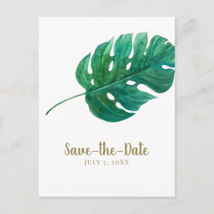 Carte Postale Faire-part Tropical Green Palm Leaf Hawaiian Enregistrer la d