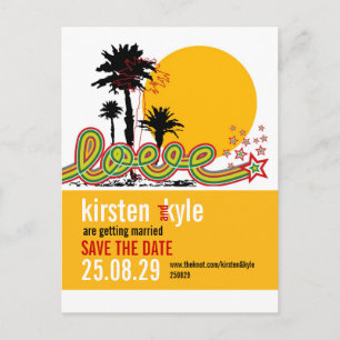 Carte Postale Faire-part Tropical Love Summer Palm Trees Enregistrer La Dat