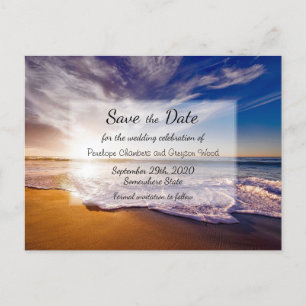 Carte Postale Faire-part Tropical Sunset Beach Wedding Enregistrer la date