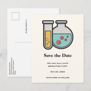 Carte Postale Faire-part Tube à essai et bécher de chimie