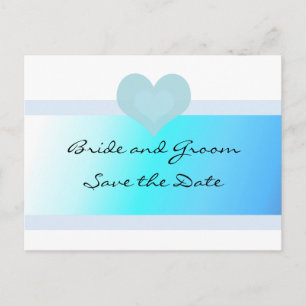 Carte Postale Faire-part Turquoise et Bleu Enregistrer la date