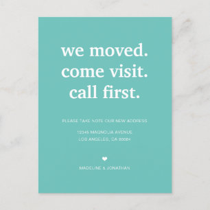 Carte Postale Faire-part Turquoise minimaliste moderne Nous avons évolué