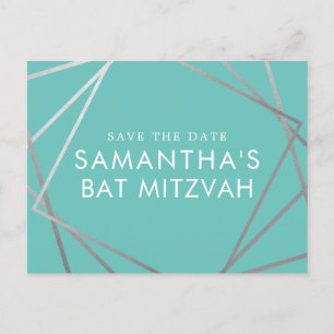 Carte Postale Faire-part Turquoise Robin Bat mitzvah bleu oeuf Enregistrer 