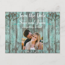 Turquoise rustique Enregistrer la date
