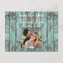 Carte Postale Faire-part Turquoise rustique Save the Date
