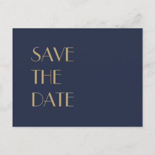 Carte Postale Faire-part Type Deco or   Mariage Navy Foncé Save the Date