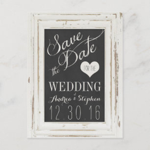 Carte Postale Faire-part Typographie de calque rustique blanche Enregistrer