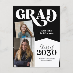 Carte Postale Faire-part Typographie de collage photo moderne graduation no