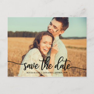 Carte Postale Faire-part Typographie de script moderne Photo Enregistrez la