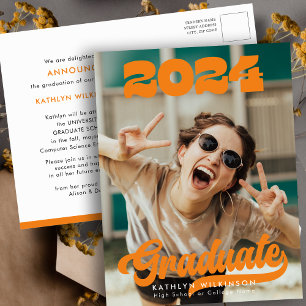 Carte Postale Faire-part Typographie gras Rétro Photo Fun Graduation Tendan