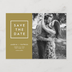 Carte Postale Faire-part Typographie minimaliste Gold Photo Enregistrer la 