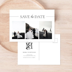 Carte Postale Faire-part Typographie Moderne 3 Photo Mariage Enregistrer la