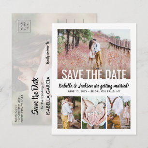 Carte Postale Faire-part Typographie moderne Cinq mariage photo Sauvez la d