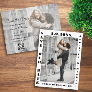 Carte Postale Faire-part typographie moderne code qr 2 photo enregistrer la