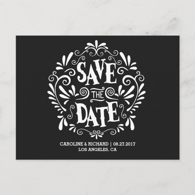 CARTE POSTALE FAIRE-PART TYPOGRAPHIE MODERNE | NOIR | CARTON D'INVITATION À (Devant)