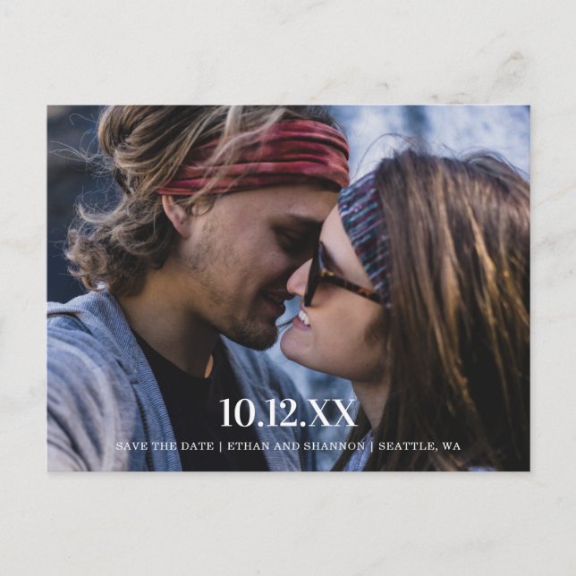 Carte Postale Faire-part Typographie Moderne Photo Enregistrer la Date (Devant)