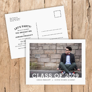 Carte Postale Faire-part Typographie moderne Photo Overlay Graduation Party