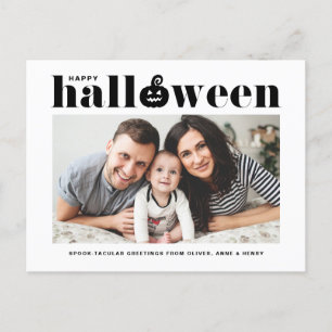 Carte Postale Faire-part Typographie noir Retro Photo Happy Halloween