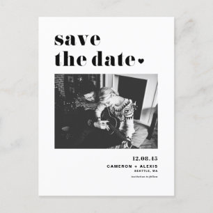 Carte Postale Faire-part Typographie noire gras moderne Photo Enregistrer l