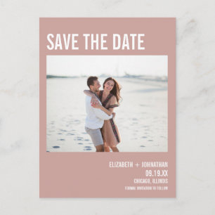 Carte Postale Faire-part Typographie Rose Boho Simple Photo Enregistrer La 