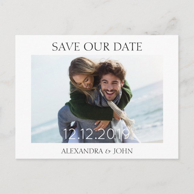 Carte Postale Faire-part Typographie simple Enregistrer notre date Invitati (Devant)
