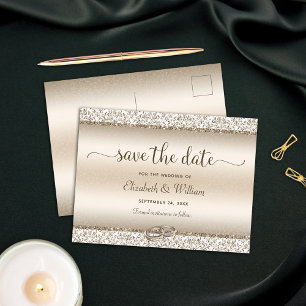 Carte Postale Faire-part Typographie tendance Champagne Mariage Sauvez la d