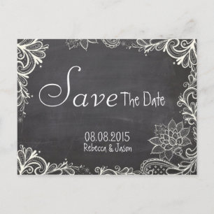 Carte Postale Faire-part Typographie vintage Chalkboard enregistrer la date