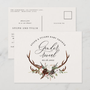 Carte Postale Faire-part Un cerf de ferme rustique révèle le baby shower