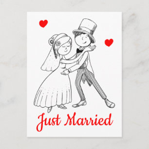 Carte Postale Faire-part Un Mariage de la mariée au caricaturiste noir roug