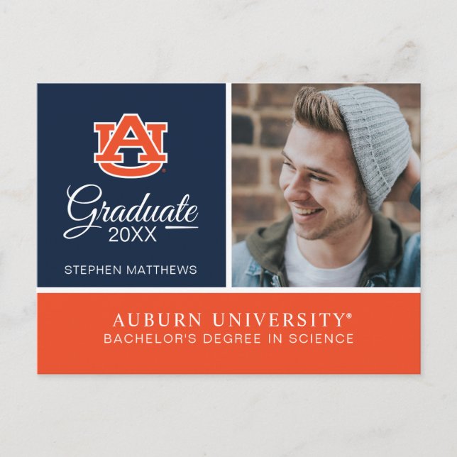 Carte Postale Faire-part Université d'Auburn | Graduation (Devant)