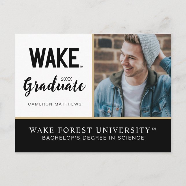 Carte Postale Faire-part Université de Wake Forest | Wake Wordmark (Devant)