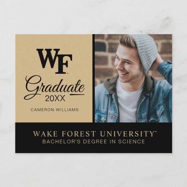 Carte Postale Faire-part Université de Wake Forest | WF (Devant)