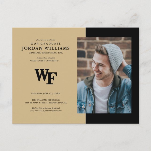 Carte Postale Faire-part Université Wake Forest | WF (Devant)